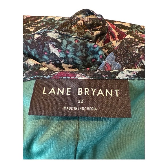 Lane Bryant Green Metallic V Neck Billowy Sleeve Womens Size 22 - Picture 5 of 16